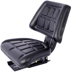 Tractor Seat w/ Backrest Black Slide Track Steel/PVC Compact Mower Black