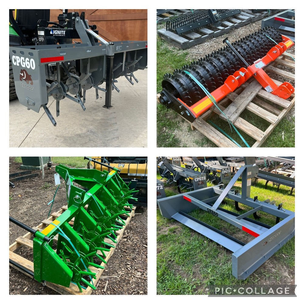 NEW Dirt Dog Aerator Tiller Brush Hog Cultipacker Box Blade Pulverizer Land Plan
