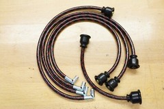 IH Farmall Cub Tractor Black & Red Cloth Covered Copper Core Spark Plug Wire Set