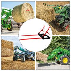 49″ Dual Hay Bale Spear, 3000lbs Load Capacity Skid Steer Loader Bucket Attachme