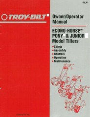 Operator Instruct Maint Manual Troy Bilt Tiller Junior Pony Econo-Horse 53 Pages