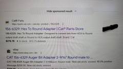 CAT 156-6329 Auger Bit Adapter Round male to Hex female
