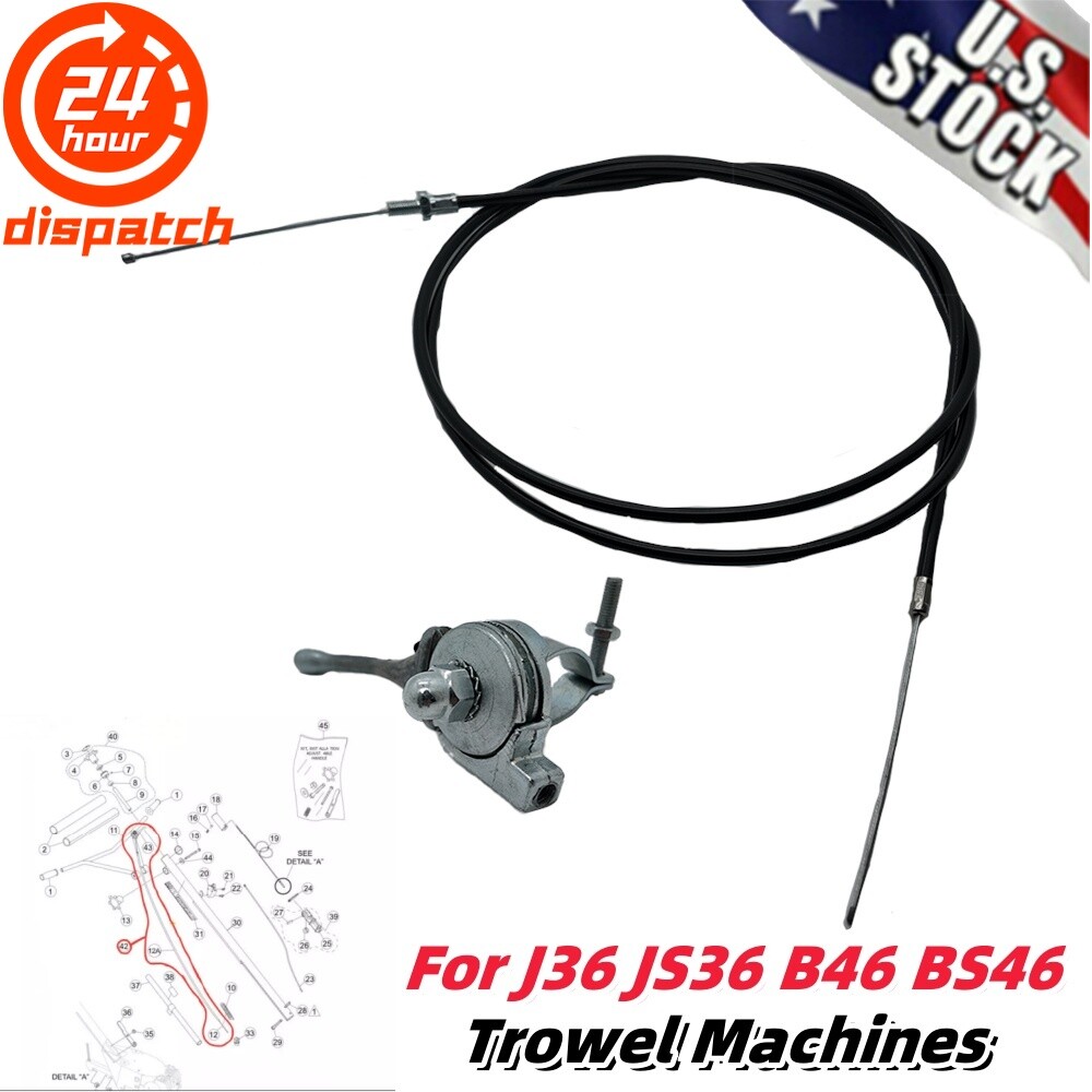 For J36 JS36 Throttle Cable Kit B46 BS46 Trowel Machines #21243 Cable