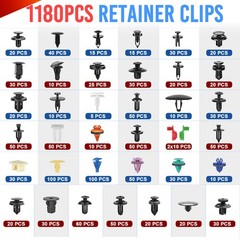 1295pc Car Push Retainer Clips & Auto Fasteners Assortment Kit Removal Tools Set