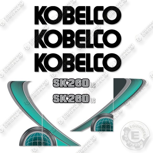 Fits Kobelco SK260LC-10 Decal Kit Excavator – AQUA – 7 YEAR OUTDOOR 3M VINYL!