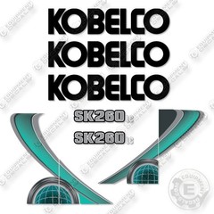 Fits Kobelco SK260LC-10 Decal Kit Excavator – AQUA – 7 YEAR OUTDOOR 3M VINYL!
