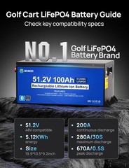 DC HOUSE 48V 100AH Golf Cart Lithium LiFePO4 Battery with 18A Charger Club Car