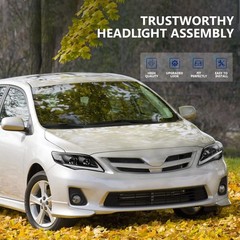 LED DRL Projector Headlight Assembly w Turn Signal 2011-2013 Toyota Corolla Pair
