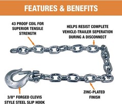 Buyers Products BSC3835 Trailer Safety Chain with Forged Slip 35"