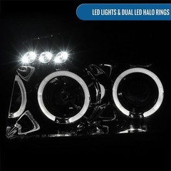 2004-2015 Nissan Armada Titan LED Dual Halo Projector Headlights Pair Chrome