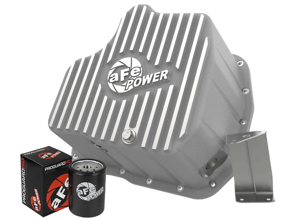 46-70340 aFe POWER Street Series Engine Oil Pan Raw w/ Machined Fins GM Diesel T