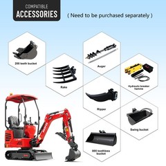 Mini Excavator 1 Ton 1.4Ton Digger 13.5hp Gas Tracked Crawler B&S EPA Engine.