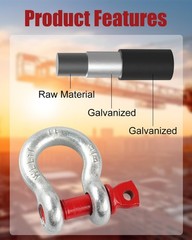 ZORUNNA 5 Pcs 3/8” D Ring Anchor Shackles, 0.5 inches x 2 inches, Red