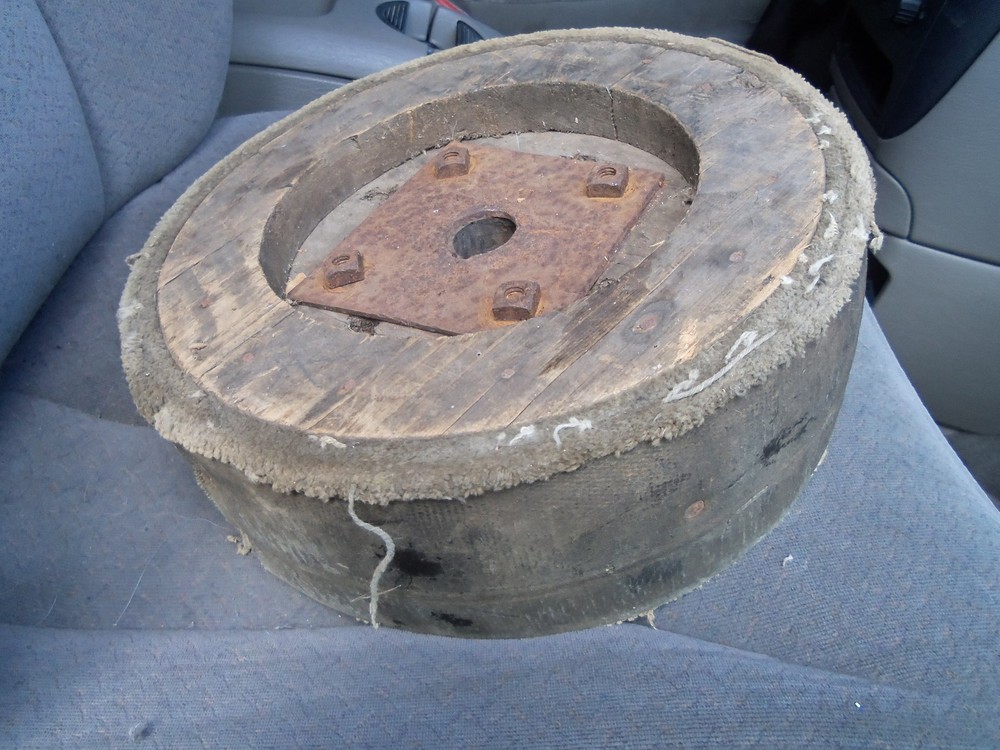 b. Old Wood Pulley Belt Industrial 12 3/8 x 4 3/16 Inches Many Photos