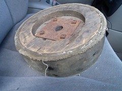 b. Old Wood Pulley Belt Industrial 12 3/8 x 4 3/16 Inches Many Photos