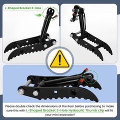 L-Shaped Bracket Hydraulic Thumb Clip For Mini Excavators Attachments 3-Holes