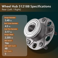 10.24″ Rear Brake Kit 2003-2007 Honda Accord Drilled Slotted Wheel Bearing Hub