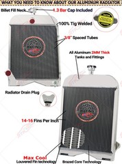 3 Row Aluminum Radiator Fits Ford 8N 9N 2N Tractors 8N8005 86551430