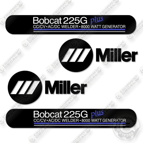 Bobcat Miller 225G Plus Decal Kit Welder -Custom Black- Aftermarket Kit