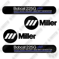 Bobcat Miller 225G Plus Decal Kit Welder -Custom Black- Aftermarket Kit