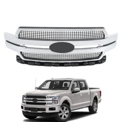 Front Grille Platinum Chrome Bumper Grille Replacement for 2018 2019 2020 F150