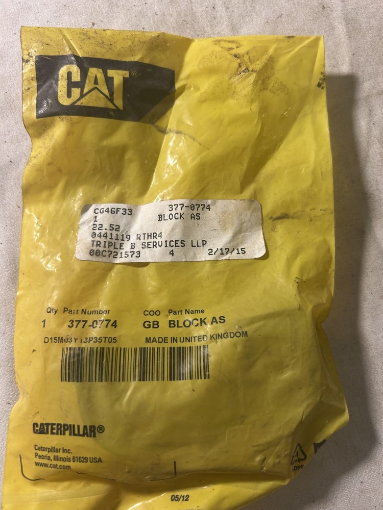 Caterpillar 377-0774 GB BLOCK AS OEM Made in United Kingdom CAT Part Sealed