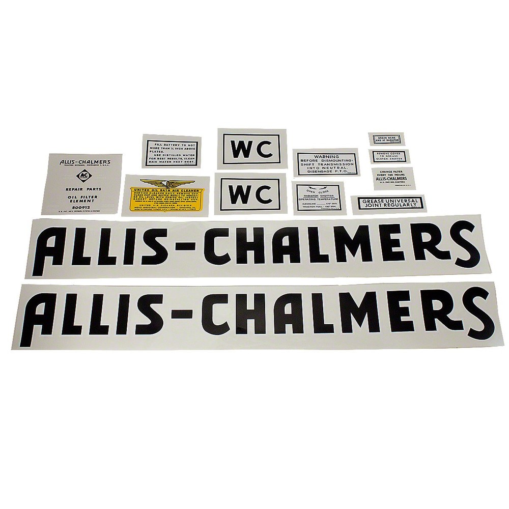 Mylar Decal Set Fits 1941-1948 Allis Chalmers WC Tractor