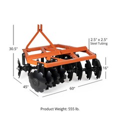 Titan Attachments 3 Point 5ft Notched Disc Harrow Plow Attachment for Cat 1
