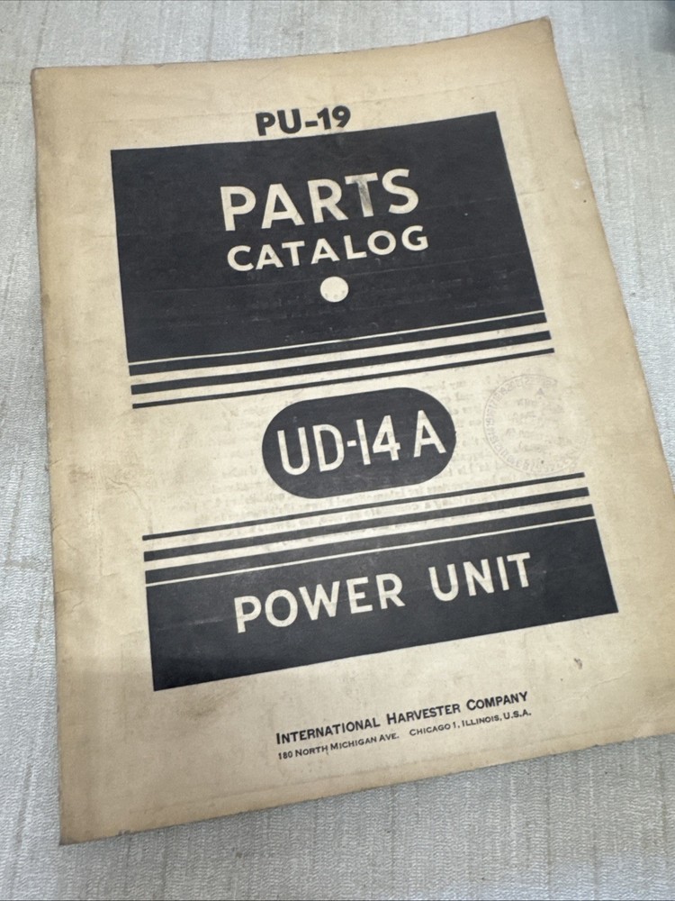 IH INTERNATIONAL UD-14A POWER UNIT Motor PTO Parts Manual Book LIST engine spare