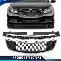 Chevy Cruze Front Grille 2011-2014 PIT66 Compatible Upper Lower Bumper Trim
