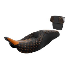 2-Up Rider Leather Seat w/ Backrest Pad For 14-23 Touring Road King Street Glide