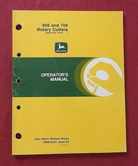GENUINE JOHN DEERE 609 & 709 ROTARY CUTTER MOWER DECK OPERATORS MANUAL NICE