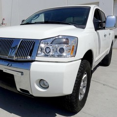 2004-2015 Nissan Armada Titan LED Dual Halo Projector Headlights Pair Chrome