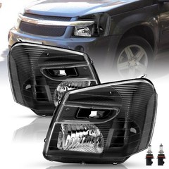 05-09 Chevy Equinox Halogen Headlight Assembly w/Bulbs Black Clear