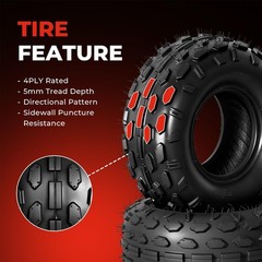 145/70-6 Go Kart Mini Bike Tires for CC100X CT100u 4-Ply Tubeless Set of 2