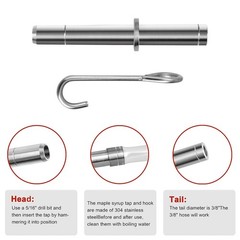 Stainless Steel Maple Syrup Tapping Kit 6 Spiles Hooks 2 Cleaning Brushes