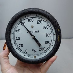 Vintage Weston 2221 Heavy Large Brass Temp Gauge