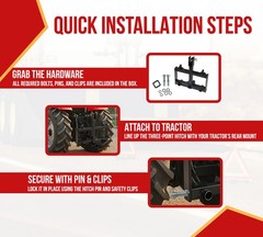 2PK 3 Point Trailer Hitch Attachments for Tractor w/ 2″ Receiver Tractor Bucket