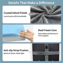 Walker Seat Cushion for Seniors, Memory Foam Rollator and Backrest Gray