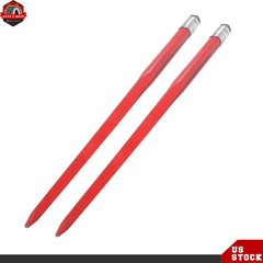 2-Pack Red Hay Bale Spear 49″ 4500 lbs Capacity Spike Fork For Loaders Tractors