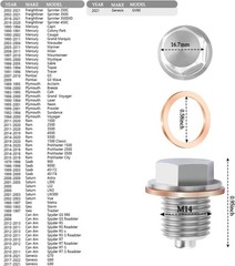 M14x1.5 Magnetic Oil Drain Plug & 5PCS Oil Drain Plug Gasket, S Color: M14x1.5