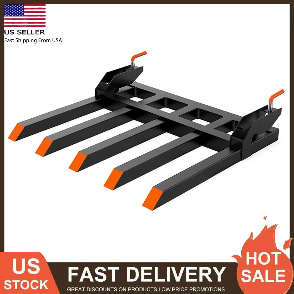 Clamp on Debris Forks Fits 48″ Bucket 2500lbs Clamp on Pallet Forks with 5 Tines