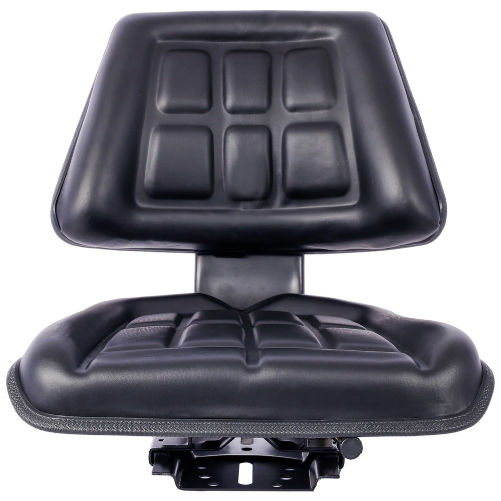Tractor Seat w/ Backrest Black Slide Track Steel PVC Compact Mower Tractor Seat