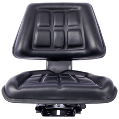 Tractor Seat w/ Backrest Black Slide Track Steel PVC Compact Mower Tractor Seat