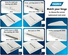 Camco 40154 Replacement Vent Lid For Pre 1994 Jensen With Pin Hinge – White