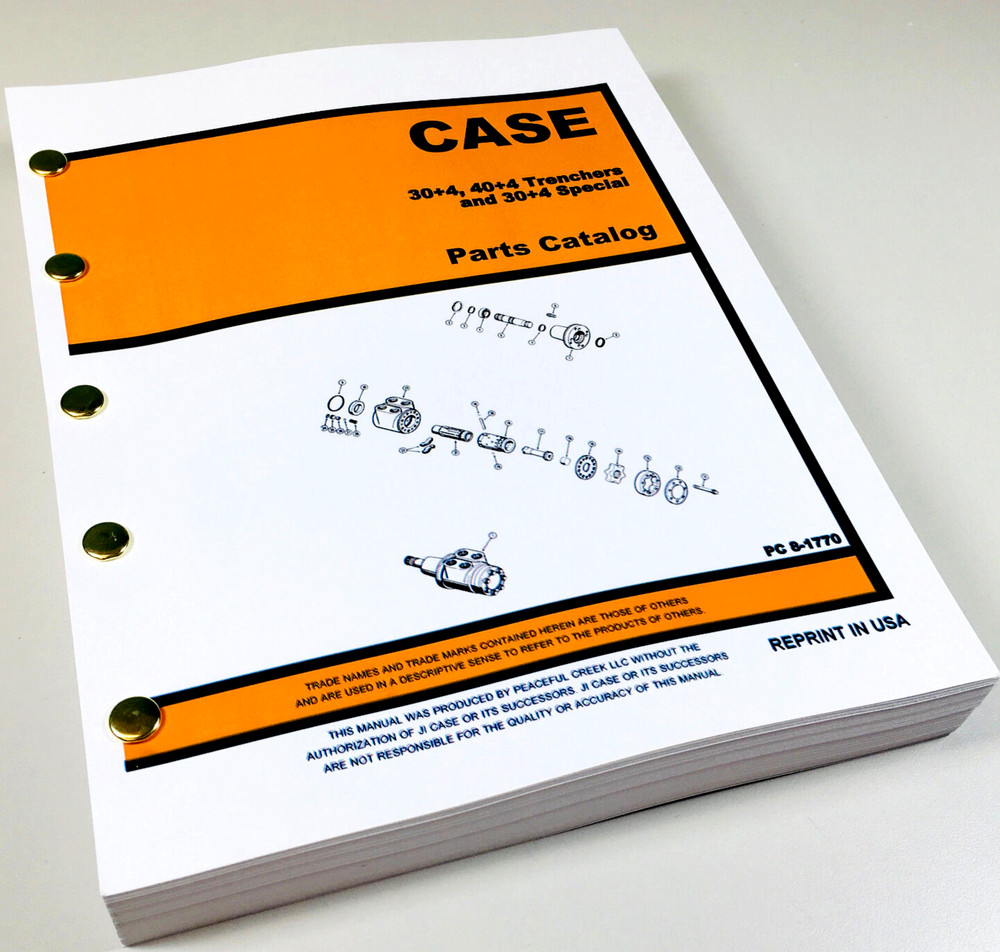 J I Case Davis 30+4 40+4 Trencher 30+4 Special Parts Manual Catalog