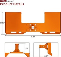 3/8″ Thick Skid Steer Mount Plate W/ 2″ Removable Trailer Hitch Receiver Orange