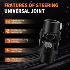 3/4″ Round x 3/4″ -30 Spline Universal Joint Single U Joint Shaft, Total Black: