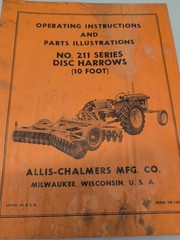 AC15 ALLIS CHALMERS 211 SERIES DISK HARROW OPER. INST. PARTS ILLU. TM-169