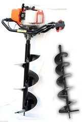One Man Gas Post Hole Digger Fencing Soil Drill Machine w/4″ 6″ & 10″ Auger Bits